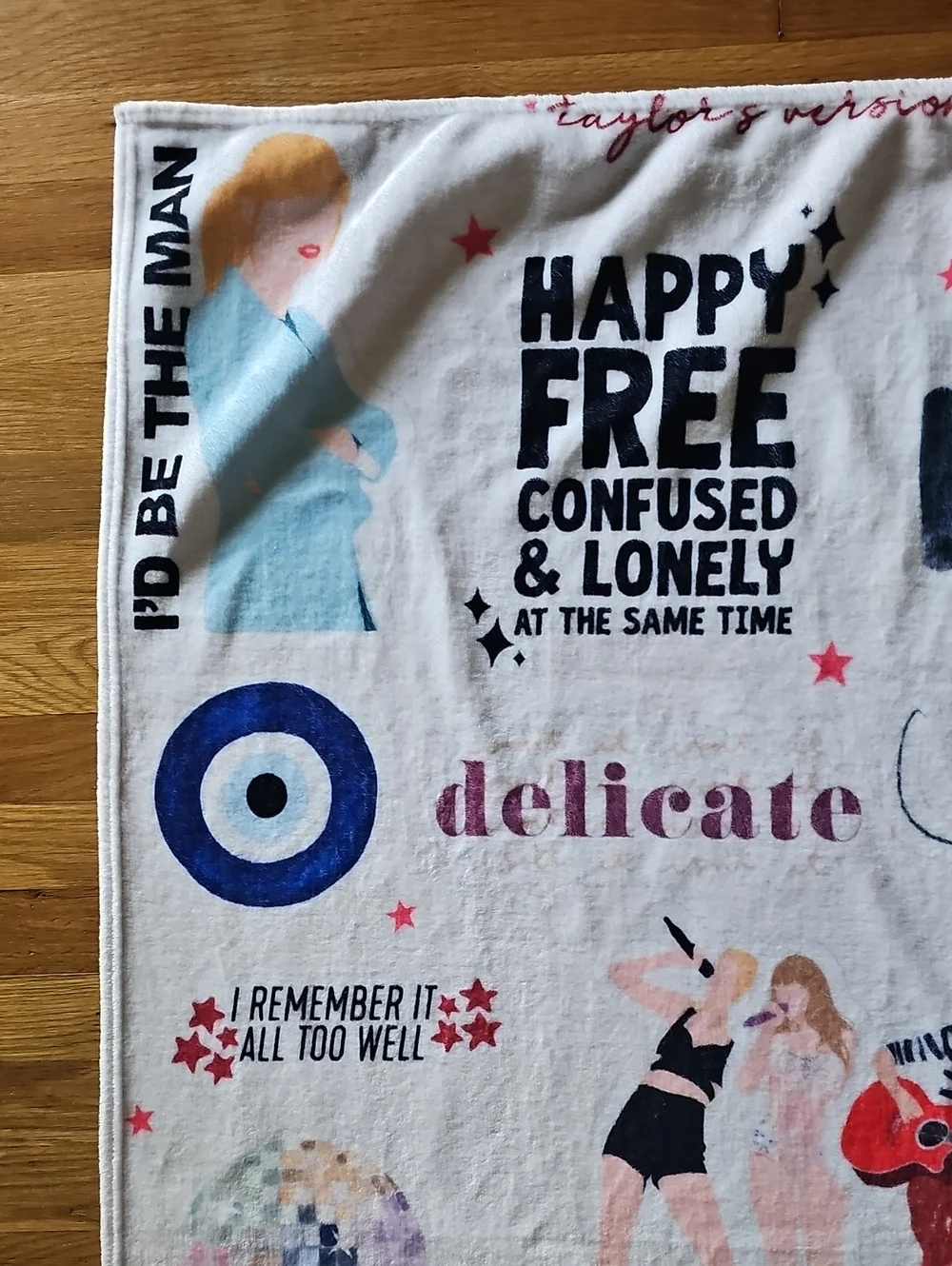 Taylor Swift White Swiftie Graphic Plushy Nap Throw Blanket Home Travel 52
